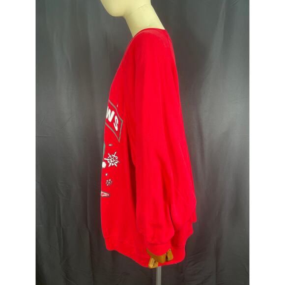 Vintage, Plus Sized 4X Ugly Christmas Sweatshirt, Teddy Bear, Santa Paw Red - Picture 3 of 6